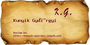 Kunyik Györgyi névjegykártya